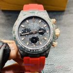 R Factory Rolex Cosmograph Daytona Carbon Cream 40mm 7750 Automatic Watch - Red Rubber Strap